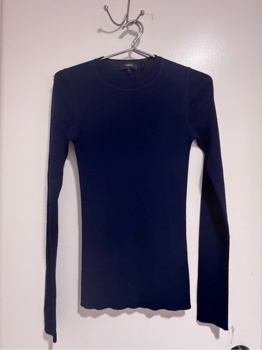 Theory Navy Crewneck Slim-Fit Sweater
